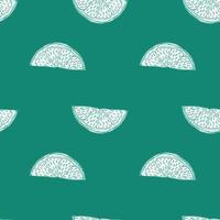 Seamless pattern engraved slice lemon. Vintage background piece lemon or lime in hand drawn style. vector