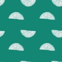 Seamless pattern engraved slice lemon. Vintage background piece lemon or lime in hand drawn style. vector