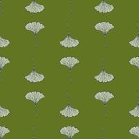 Seamless pattern engraved leaves Ginkgo Biloba. Vintage background botanical with foliage in hand drawn style. vector