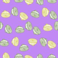 Seamless pattern lemon half engraving. Vintage background of citrus fruits in hand drawn style. vector