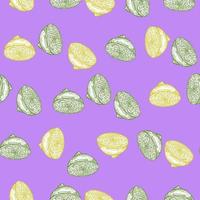 Seamless pattern lemon half engraving. Vintage background of citrus fruits in hand drawn style. vector