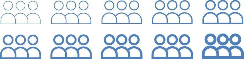 diseños de iconos de clientes azules. conjunto de iconos de cliente vector