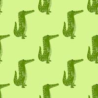 Cute crocodile seamless pattern. Background with funny alligator in doodle style for fabric. vector