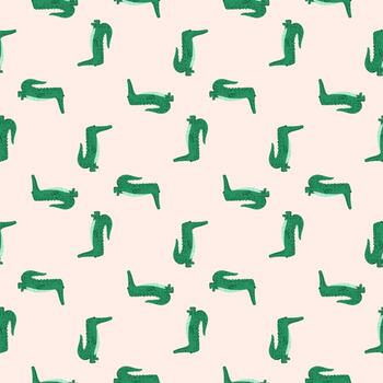 Cute crocodile seamless pattern. Background with funny alligator in doodle style for fabric. vector