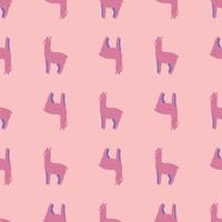 Cheerful alpaca seamless pattern. Background with funny llama in doodle style for fabric. vector