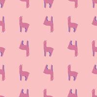 Cheerful alpaca seamless pattern. Background with funny llama in doodle style for fabric. vector