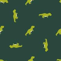 Seamless pattern cute T-Rex dino. Background of funny dinosaurs in doodle style. vector