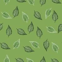 Seamless pattern engraved tree leaves. Vintage background botanical with foliage in hand drawn style. vector