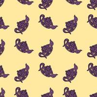 Seamless pattern with cute teapots. Background of doodle kettle decorative ceramic. vector