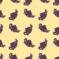 Seamless pattern with cute teapots. Background of doodle kettle decorative ceramic. vector