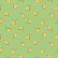Seamless pattern lemon on branch with leaves engraving. Vintage background of citrus fruits in hand drawn style. vector