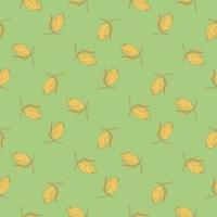 Seamless pattern lemon on branch with leaves engraving. Vintage background of citrus fruits in hand drawn style. vector