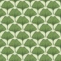 Seamless pattern engraved leaves Ginkgo Biloba. Vintage background botanical with foliage in hand drawn style. vector