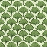 Seamless pattern engraved leaves Ginkgo Biloba. Vintage background botanical with foliage in hand drawn style. vector