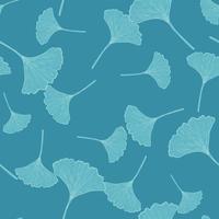 Seamless pattern engraved leaves Ginkgo Biloba. Vintage background botanical with foliage in hand drawn style. vector