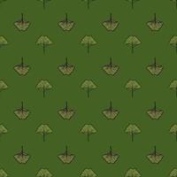 Seamless pattern engraved leaves Ginkgo Biloba. Vintage background botanical with foliage in hand drawn style. vector