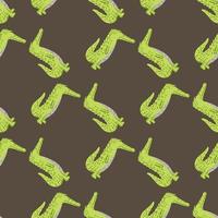 Cute crocodile seamless pattern. Background with funny alligator in doodle style for fabric. vector