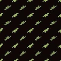 Seamless pattern cute T-Rex dino. Background of funny dinosaurs in doodle style. vector