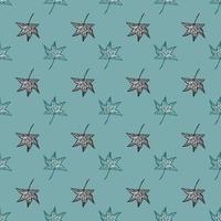 Engraved tree leaves seamless pattern. Vintage background botanical with foliage in hand drawn style. vector