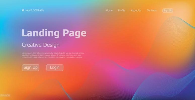 Gradient colorful web template landing page digital website landing page design concept - Vector
