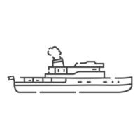 Steamship icon. Ship line art. Vector vessel outline.Old steamer.Harbor tug.Isolated on a white background.