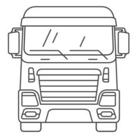 Cargo cabin truck front view.Icon for delivery services.Linear art vector outline.Isolated on a white background.Shipping icon line.Logistics delivery.