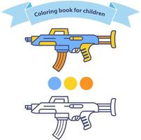 libro de colorear de rifle automático para niños. ametralladora de juguete para niños un juguete.aislado en un fondo blanco.ilustración plana vectorial. vector