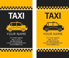 tarjeta de visita del taxi. servicio de una llamada del coche de taxi. vector de ilustración plana.aislado en un fondo blanco. vista lateral del vehículo.