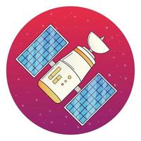 Wireless satellite communication. Spacecraft icon.Transmitting signal. Flat illustration vector.Isolated on a white background. vector