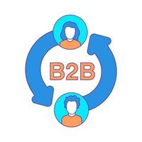 B2b icon isolated on white background vector illustration. Business to business. Communication between two people. Marketing sign design concept.Isolated on white background.