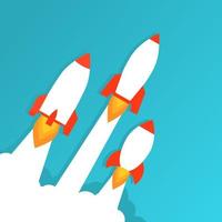 Start up launch rocket.Startup business concept.Spaceships take off.Vector flat style illustration. vector