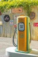 gas station pumps. Old Vintage technology Fuel Dispenser fossil fuel energy for car vehicle transportation.