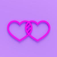 dos corazones vinculados icono de representación 3d aislado sobre fondo de color. símbolo del día de san valentín