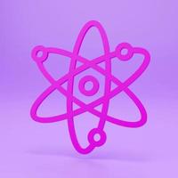 3d render of atom structure radiating energy. Flat 3d render of atom isolated on colour background photo