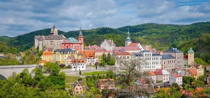 Aerial panoramic view of medieval Loket town with Loket Castle Hrad Loket photo