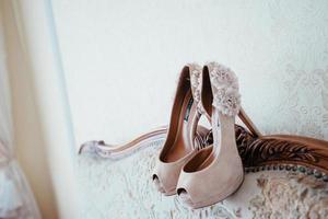 Elegant and stylish bridal shoes. photo