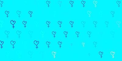 Light BLUE vector texture with women rights symbols.