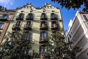 Facade of an apartment building in Modernismo style in Gracia, Barcelona, Spain, Europe photo