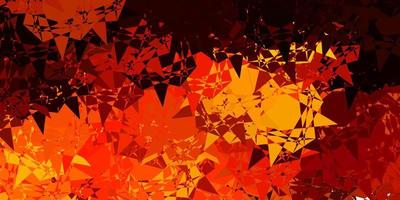 Dark Orange vector texture with random triangles.