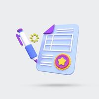 clipboard and pencil illustration for business idea concept isolated on colorful background,3D,render photo