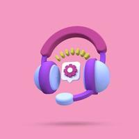 Support operator with headphones illustration for business idea concept background,3D,render photo