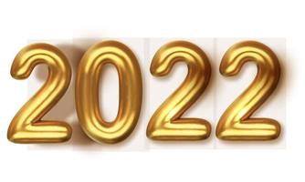 Tarjeta de felicitación de feliz año nuevo 2022 con confeti dorado. diseño de celebración dorado y negro. plantilla de fiesta de lujo. cartel de feliz navidad con texto y decoración de números de luz. ilustración vectorial foto