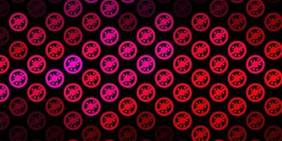 Dark Pink vector pattern with coronavirus elements.