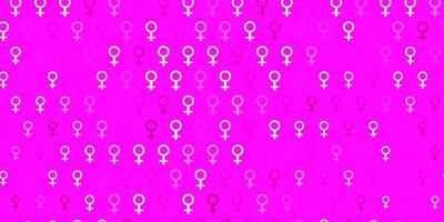 Light Pink vector texture with women rights symbols.