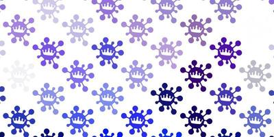 Light pink, blue vector pattern with coronavirus elements.