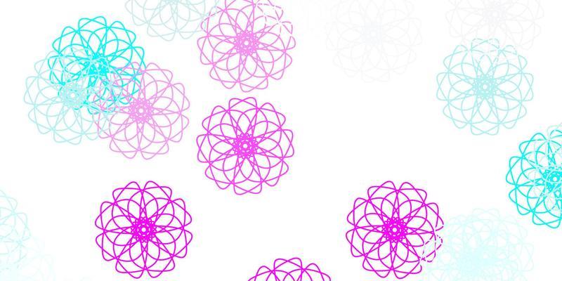Light pink, blue vector doodle background with flowers.