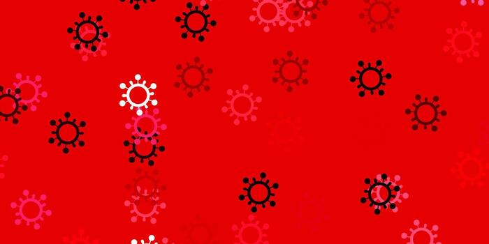 Light pink, red vector pattern with coronavirus elements.