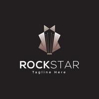 Luxury Collar of Suit, Pin, Tie with Guitar Rock Music logo design vector