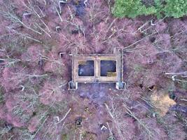 Drone View of Wooden Fort in the Forest photo