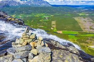 Hydalen panorama view from top of Hydnefossen waterfall Norway Hemsedal. photo